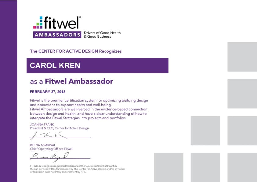 Carol Kren - Fitwell Certificate